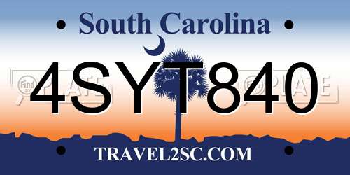 4SYT840 South Carolina License Plate