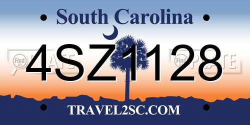 4SZ1128 South Carolina License Plate