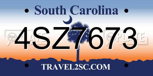 4SZ7673 South Carolina License Plate