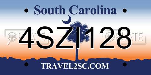 4SZI128 South Carolina License Plate