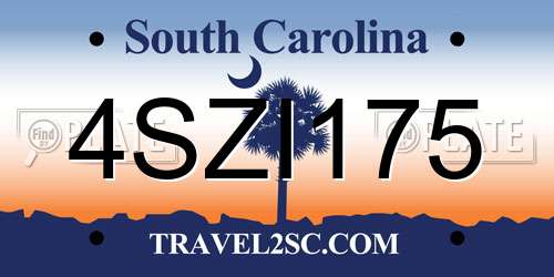 4SZI175 South Carolina License Plate