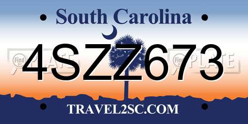 4SZZ673 South Carolina License Plate