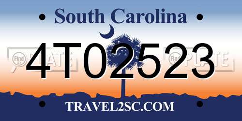 4T02523 South Carolina License Plate