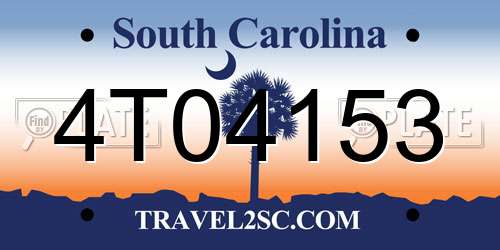 4T04153 South Carolina License Plate