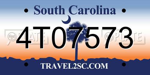 4T07573 South Carolina License Plate