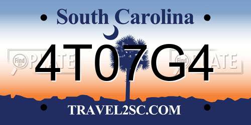 4T07G4 South Carolina License Plate