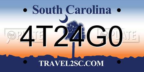 4T24G0 South Carolina License Plate