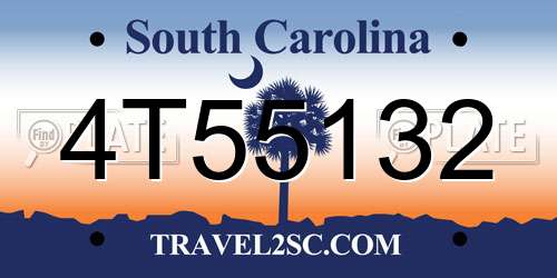 4T55132 South Carolina License Plate