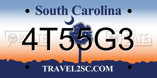 4T55G3 South Carolina License Plate