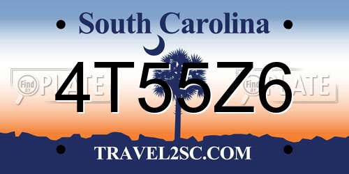 4T55Z6 South Carolina License Plate