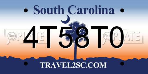4T58T0 South Carolina License Plate