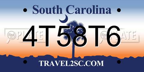 4T58T6 South Carolina License Plate