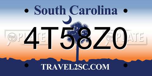 4T58Z0 South Carolina License Plate