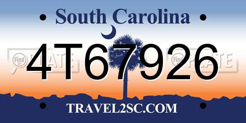4T67926 South Carolina License Plate