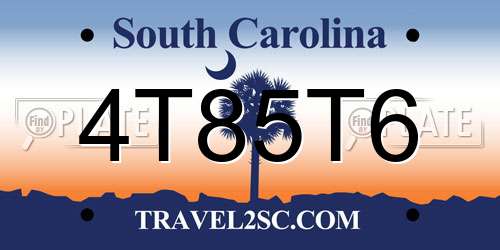 4T85T6 South Carolina License Plate
