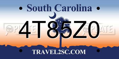 4T85Z0 South Carolina License Plate