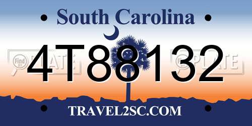 4T88132 South Carolina License Plate
