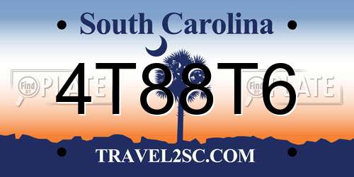 4T88T6 South Carolina License Plate