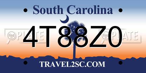 4T88Z0 South Carolina License Plate