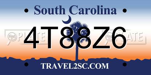 4T88Z6 South Carolina License Plate