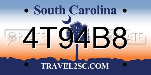 4T94B8 South Carolina License Plate