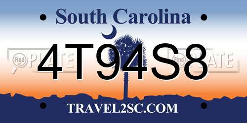 4T94S8 South Carolina License Plate
