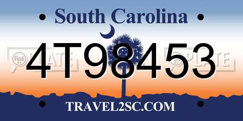 4T98453 South Carolina License Plate