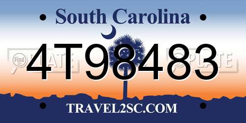 4T98483 South Carolina License Plate