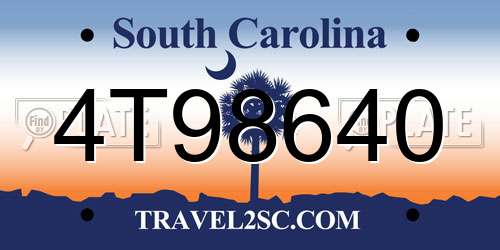 4T98640 South Carolina License Plate