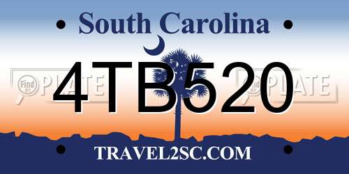 4TB520 South Carolina License Plate