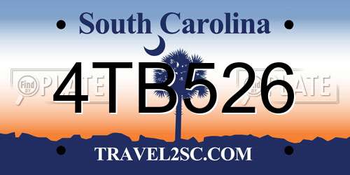 4TB526 South Carolina License Plate