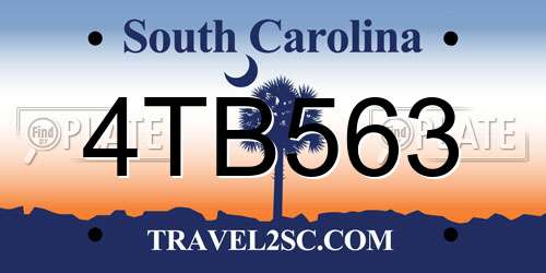 4TB563 South Carolina License Plate