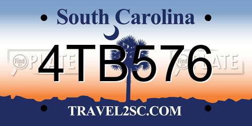 4TB576 South Carolina License Plate
