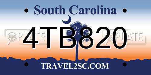 4TB820 South Carolina License Plate