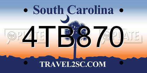 4TB870 South Carolina License Plate