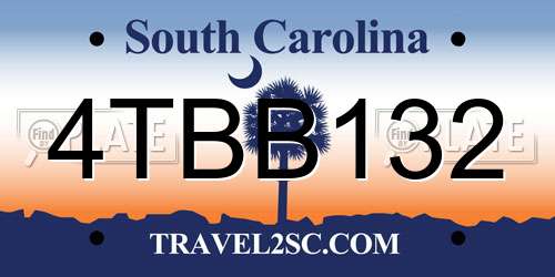 4TBB132 South Carolina License Plate