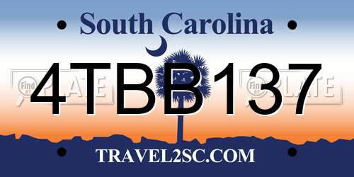 4TBB137 South Carolina License Plate