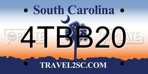 4TBB20 South Carolina License Plate