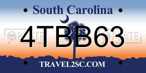4TBB63 South Carolina License Plate