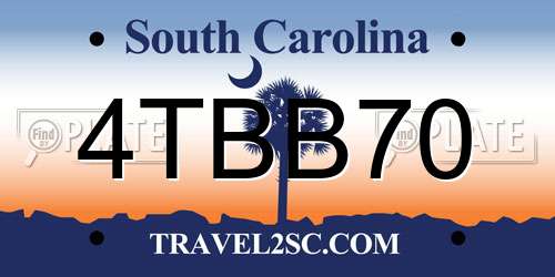 4TBB70 South Carolina License Plate