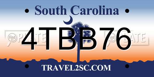 4TBB76 South Carolina License Plate