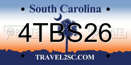 4TBS26 South Carolina License Plate