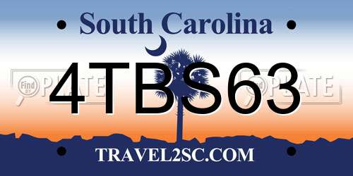 4TBS63 South Carolina License Plate