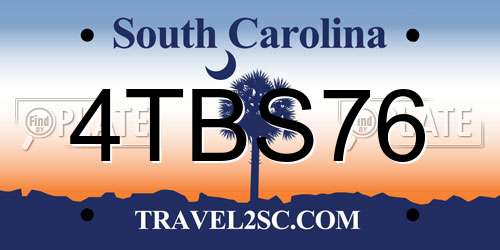 4TBS76 South Carolina License Plate