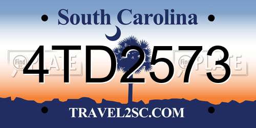 4TD2573 South Carolina License Plate