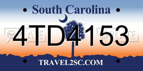 4TD4153 South Carolina License Plate