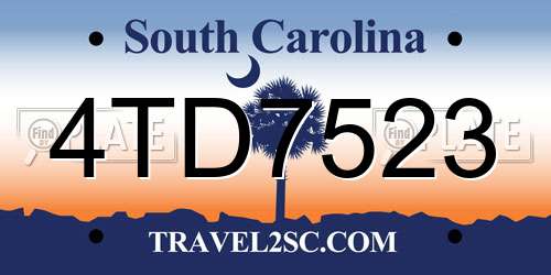 4TD7523 South Carolina License Plate