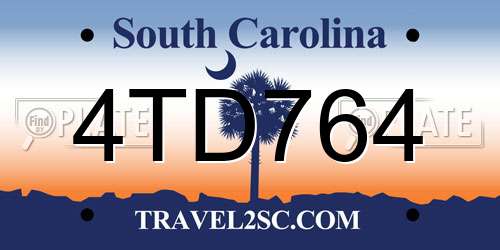 4TD764 South Carolina License Plate