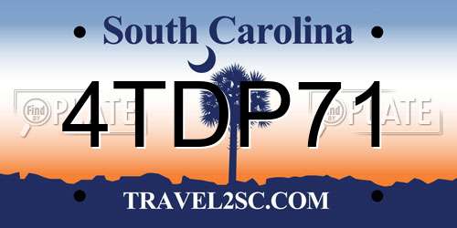 4TDP71 South Carolina License Plate