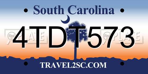 4TDT573 South Carolina License Plate